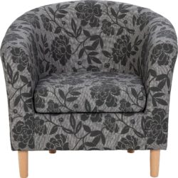 HOME - Floral - Fabric Tub Chair - Charcoal